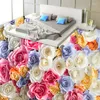 Behang 3D-behang Romantisch Roos Bloemen Vloertegel Muurschildering Woonkamer Draag Antislip Waterdicht Verdikt Zelfklevend