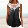 Women's T Shirts Tunic For Women Loose Shirt Fit Comfy Fashion Flowy Sleeveless Round Neck Lace Blouse