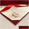 Stud Diamond Gold Boucles d'oreilles pour les femmes Couple Bijoux Sterling Sier Clip On Earring Organizer Hoops Gemstone Crystal Plated Ohrringe F Dhrfx