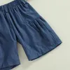 Ensembles de vêtements Focusnorm Summer Fashion Toddler Girls 2pcs Vêtements 1-6y Rouffes Blue Denim T-shirts High Waist Jam Leg Pantal