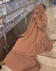 Etnik Giyim 2 Parça Set Üstleri ve Etek Kaftan Müslüman Moda Kadınlar Abaya Elbiseleri Eid Dua Amerikan Türk Afrikalı Hicab ile