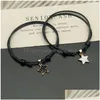 Charm Bracelets 2 pçs/lotes Lucky Rope Bracelet Black White Star Casal Presente Para Amigo Festa Atacado Mão Jóias Drop Deli Dh9Sc