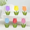 Decorative Flowers 6 Pieces Spring Flower Ornaments Tulip Colorful Farmhouse Small Tiered Tray Decor For Home Clearance Festival Wedding