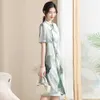 Mãe Chiffon Moda Chinês Qipao Médio Idoso Verão Noite Clube Vestido Crianças de 40 e 50 anos Vestidos de emagrecimento de renda