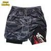 Men's Shorts Camouflage Anime Baki Print Athletic Compression Shorts Mens 2-in-1 Performance Gym Shorts Quick Dry Stretchy Workout Fitness 230616