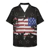 Camisas casuais masculinas eua bandeira americana padrão estrela preto camisa havaiana masculina solta top 5xl impressão para homens moda feminina camiseta respirável