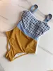 Summer sexy swimsuit quick dry breathable beach vacation casual comfortable beach beach swimming pool spa plaid stitching color one-piece bikini