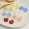 Dangle Earrings 2023 Colorful Flower Resin Acrylic Charms Earring Gold Color Circle Ear Buckle Hoop For Women Cute Gift Jewelry