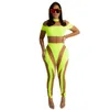 Tute da donna Pagliaccetti Neon Color Pagliaccetti Donna Sexy Sheer Mesh See Through Tute skinny Estate senza maniche Night Club Party Tuta 230616