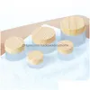 Packing Bottles Frosted Glass Jar Cream Round Cosmetic Jars Hand Face 5G 10G 30G 50G With Wood Grain Er Dhs Drop Delivery Office Sch Dhyug