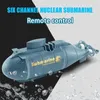 Barcos Elétricos RC 24G 6CH Rádio Controle Remoto Dupla Hélice Turbo Poderoso Elétrico Vertical Rise Down Submarino Crianças Água Iluminação Barco RC Toy 230616