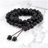 Fili di perline 8Mm Bracciale in pietra lavica naturale Fascino 80 Collana di perline Corda elastica fatta a mano Guarigione Yoga Gioielli braccialetto per amico Dhwh2