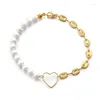 Charme Bracelets Mode Coeur Bracelet Femmes Tempérament À La Main Mélange Simation Perle Grain De Café Chaîne Pour Bijoux Giftcharm Lars22 Dha4E