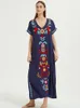 Women's Swimwear Boho Dress Cover-up Rayon Embroidery V neck Maix Dress Robe De Plage Beach Cover Up Sarong Katan Pareos Dress Beachwear 230616