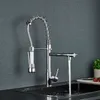 Rubinetti per lavabo da bagno Rubinetto da cucina a molla nera Spruzzatore laterale estraibile Doppio beccuccio Miscelatore rotante a 360 gradi Maniglia singola 230616