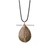 Pendant Necklaces Tree Of Life Wire Wrap Water Drop Necklace Natural Gem Stone Diy Jewelry Making Delivery Pendants Dhhgk