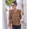 Women's Blouses Women's Womens Casual Tops Ruffle V Neck Leopard Comfort Tunic Loose Fitting Long Sleeves Shirts Top Polyester Plus