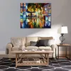 Abstract Canvas Art Strip Mall Hand Painted Cityscapes Painting for Hotels Decor Modern