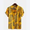 Neue männer Casual Shirts Sommer männer Beachwear Kurzen ärmeln Lose Blatt Drucken Tops Mode Urlaub Stil