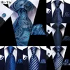 Bow Ties Teal Blue Floral 63Inch Silk Mens extra lång för män vävda klassiska 160 cm slipsficka Square Set manschettknappar hi-tie