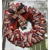 Decorative Flowers Christmas Front Porch Decorations Outdoor Patriotic Wreath 4th Of July Lighted Wreaths American Flag Glittering Garland