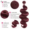 Hair Bulks 99j Body Wave Bundles With Closure Brazilian Human Extension Closures Ombre Colored Burgundy 3 230617