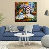 City Rhythms Wall Art on Canvas Three Friends Handcrafted Contemporary Painting for Entryway