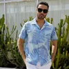 Neue männer Casual Shirts Sommer männer Beachwear Kurzen ärmeln Lose Blatt Drucken Tops Mode Urlaub Stil