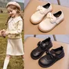 Chaussures plates printemps en cuir véritable mode filles enfants princesse pour appartements d'école 2023 décontracté fête danse nœud papillon