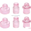 Candle Holders Nordic Pink Glass Candlestick European Taper Candles Table Stand Small Tealight Holder Home Decoration Drop Delivery G Dhhtp