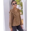 Women's Blouses Women's Womens Casual Tops Ruffle V Neck Leopard Comfort Tunic Loose Fitting Long Sleeves Shirts Top Polyester Plus