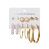 Stud Earrings 6 Or 9 Pairs/sets Charm Jewelry Peach Heart Crystal For Women Vintage Circle Sets Pendientes Mujer