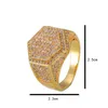 Band Rings Ring's Hexagonal Ring Hip Hop Diamond Ring Men and Women’s Jewelry Sixies 7-11 230610