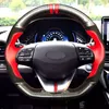 Steering Wheel Covers For Veloster 2023 I30 2023-2023 Elantra Black Genuine Leather Carbon Fiber DIY Car Cover