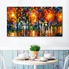 City Life Landschap Canvas Art The Song of Rain Handgeschilderde Kinfe Schilderij voor Hotel Wall Modern