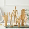 Decorative Objects Figurines Desktop Room Decoration Wooden Hand Figurines Rotatable Joint Hand Model Drawing Sketch Mannequin Miniatures Office Home 230616