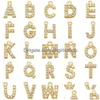 Charms Delicato dalla A alla Z Zirconia Lettera Ciondolo per bracciali Collana Gioielli Risultati dell'orecchino Componenti Accessori Goccia all'ingrosso Dhnx5