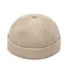 Boinas masculinas de veludo cotelê sem aba chapéu docker feminino outono gorro de cor lisa gorro com punho enrolado chapéus de porto marinheiro senhorio