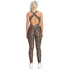 Tute da donna Pagliaccetti Sexy Leopard Snakeskin Backless Women Sport Body Backcross Tuta senza maniche per donna Tuta da donna Fitness Gym Leggin 230616