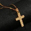 Pendant Necklaces 24K Gold Color Classic Cross Necklace Jesus Women Trendy Jewelry