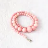 Chains Fashion Women Pink Rhodochrosite 6-14mm Round Beads Diy Necklace Elegant Chain Choker Jewelry 18inch B617