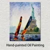 Zeitgenössische abstrakte Leinwandkunst „Winds of New York“, handgefertigte Landschaftsölgemälde, Wohnzimmer-Wanddekoration