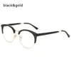 Lunettes de soleil mode métal demi-cadre plat miroir optique lunettes rétro lunettes hommes femmes Anti-fatigue clair lentille ordinateur lunettes