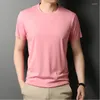 Mannen T-shirts Hoge Kwaliteit Mannen Moerbei Zijde Tops Zomer Plain Casual O-hals Modale Tees Korte Mouw Mannelijke katoenen T-shirt