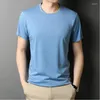 Mannen T-shirts Hoge Kwaliteit Mannen Moerbei Zijde Tops Zomer Plain Casual O-hals Modale Tees Korte Mouw Mannelijke katoenen T-shirt