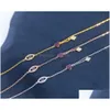 Halkalar sljely moda gerçek 925 Sterling Sier Lucky Göz Kalp Anklet 3 Altın Renkler Zincir Bacak Bileziği Kadınlar Lüks Marka Foo Dhgarden Dhocb