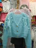 Malhas femininas de lã de luxo mohair suéter de lantejoulo de lantejoulas de cashmere de miçanga de malha de malha