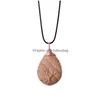 Pendant Necklaces Tree Of Life Wire Wrap Water Drop Necklace Natural Gem Stone Diy Jewelry Making Delivery Pendants Dhhgk