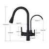 Rubinetti lavabo bagno Rozin Purificazione Cucina Rubinetto filtro acqua estraibile nero Miscelatore a 3 vie torneira para cozinha de parede Crane 230616