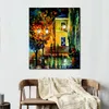 Cityscapes Canvas Art Southern Night Beautiful Street Landscape Pittura fatta a mano per l'home office moderno